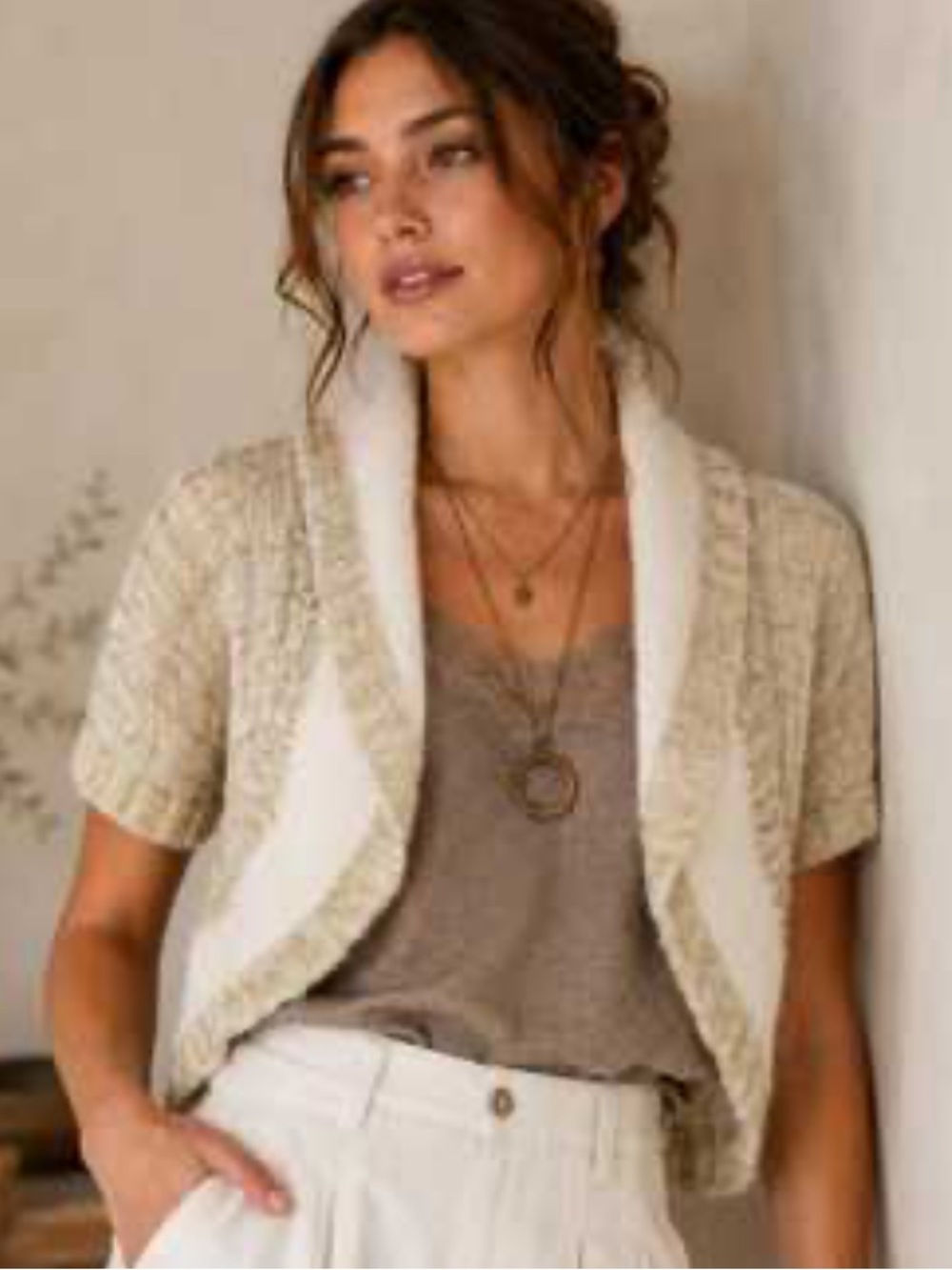 Anthropologie Sleeping On Snow Open Front Angora & Wool Blend Cardigan Shrug Med